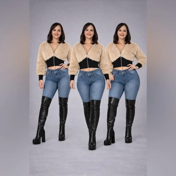 Velvet Fashion Flow Jacket Women's Spliced Wool Short Comfortable Long Sleeve - Picture 1 of 15